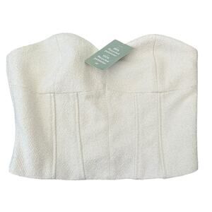 H&M Bustier Lined Corset Cream Women Top Old Money Style Office Wear Casual S